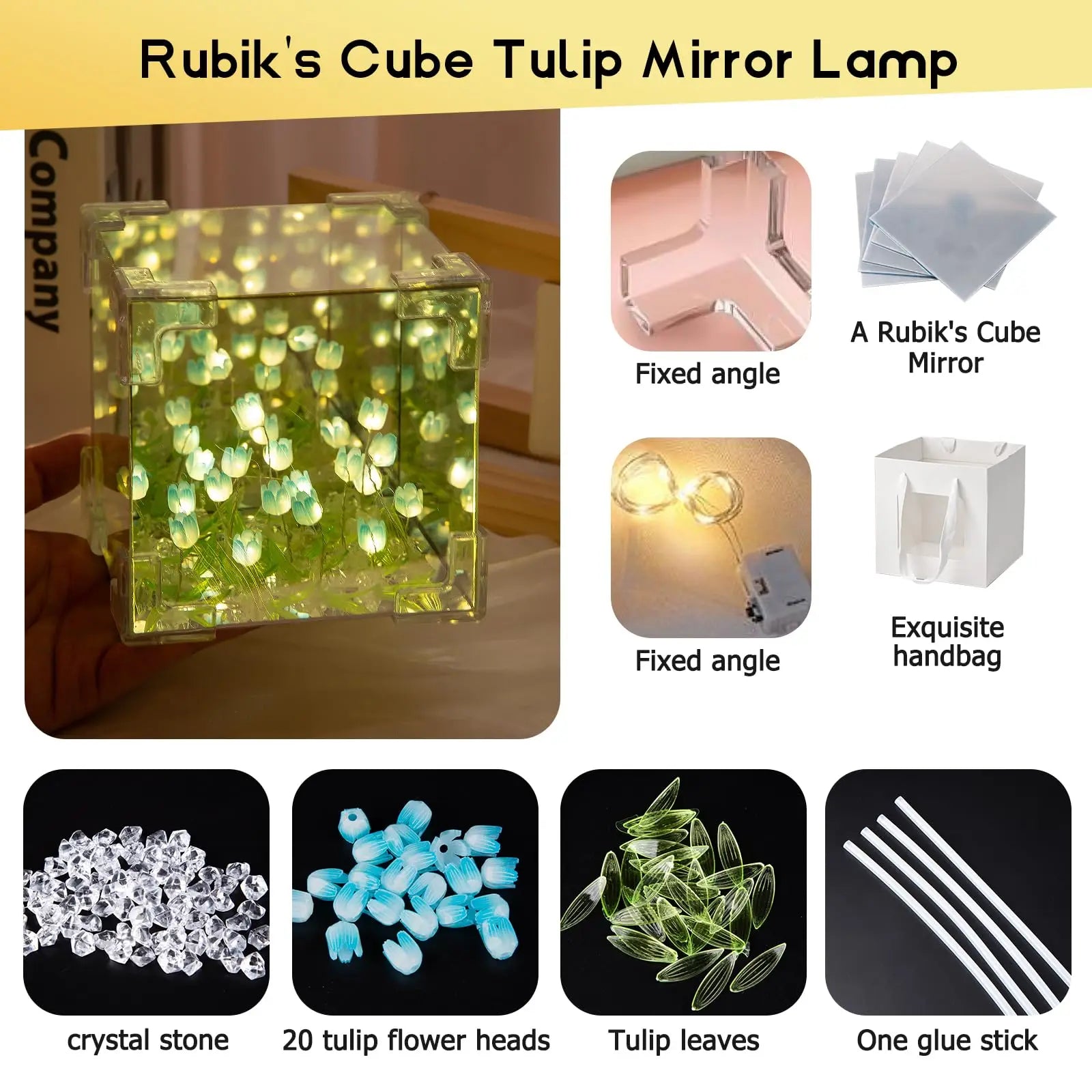 DIY Tulip LED Night Light & Mirror Cube Gift