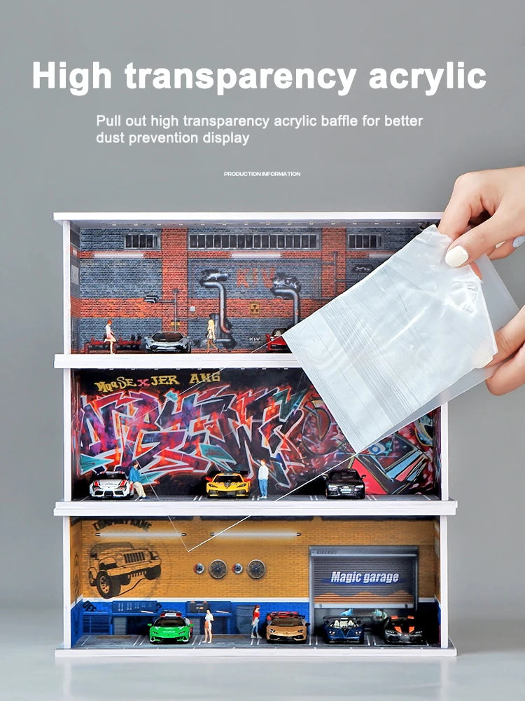 1/64 Scale Garage Model Scene with Lights – Diorama Decoration1/64 Scale Garage Model Scene with Lights – Diorama Decoration