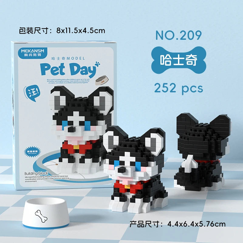 HUIQIBAO Mini Pet Micro Building Blocks – Dog & Cat Models