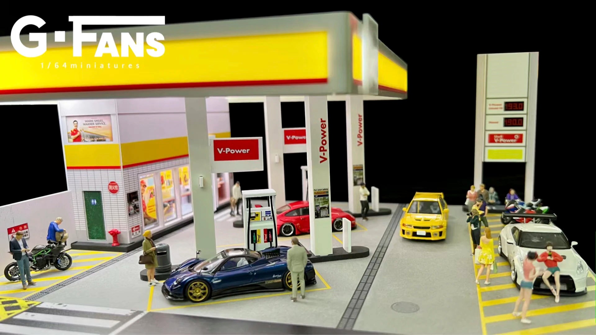 GFans 1:64 Scale Car Garage Diorama Model with LED Lights