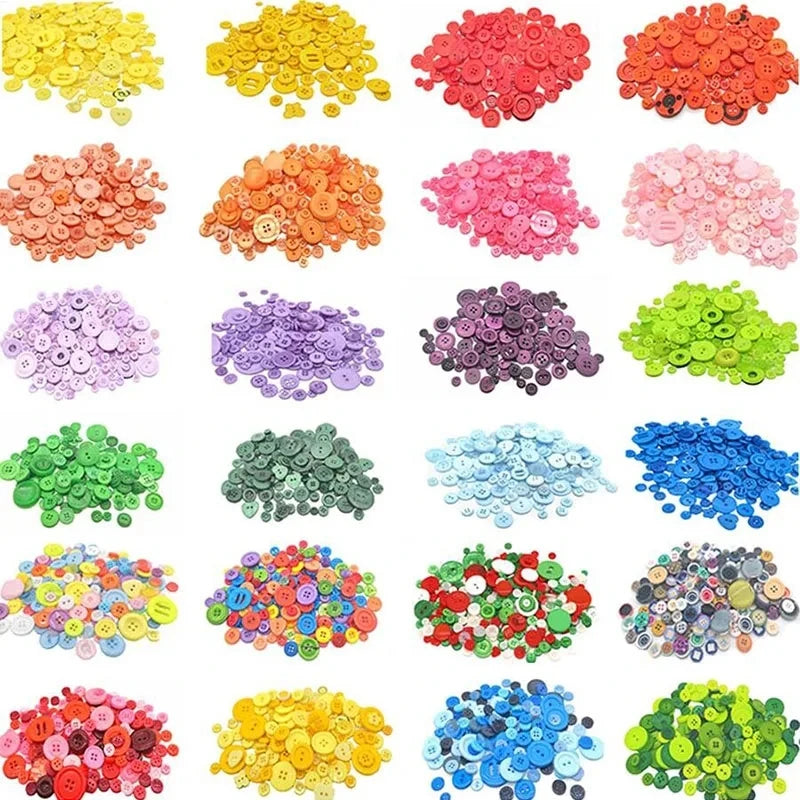 100pcs Mixed Color Round Resin Buttons – DIY Sewing Accessories