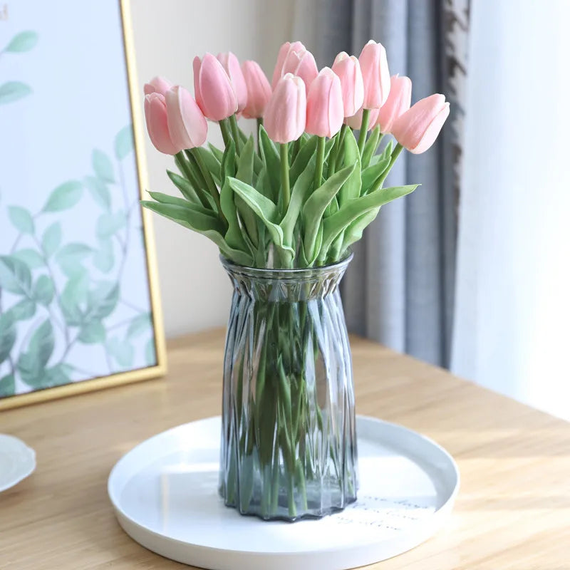 Silicone Artificial Tulip Bouquet – Realistic Floral Stems for Home & Wedding Decor