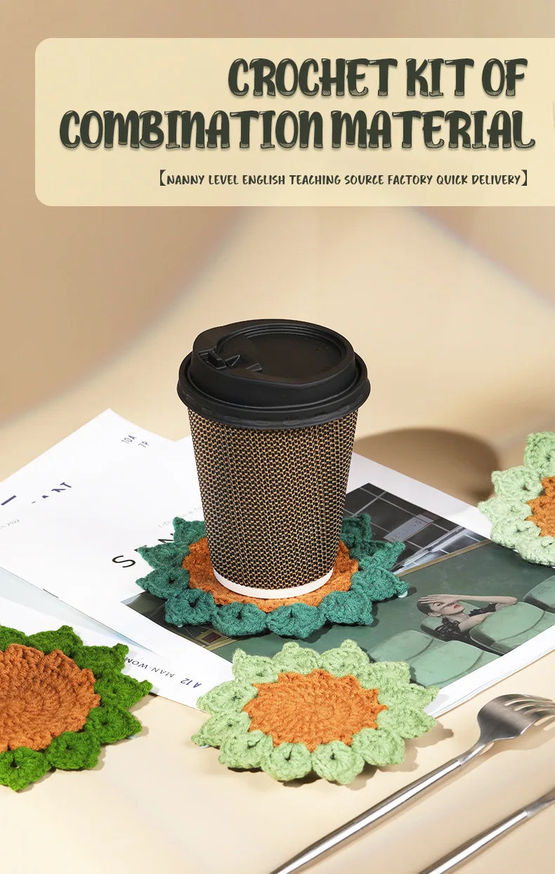 Hand-Knitted Crochet Kit for Coaster & Cap Mats