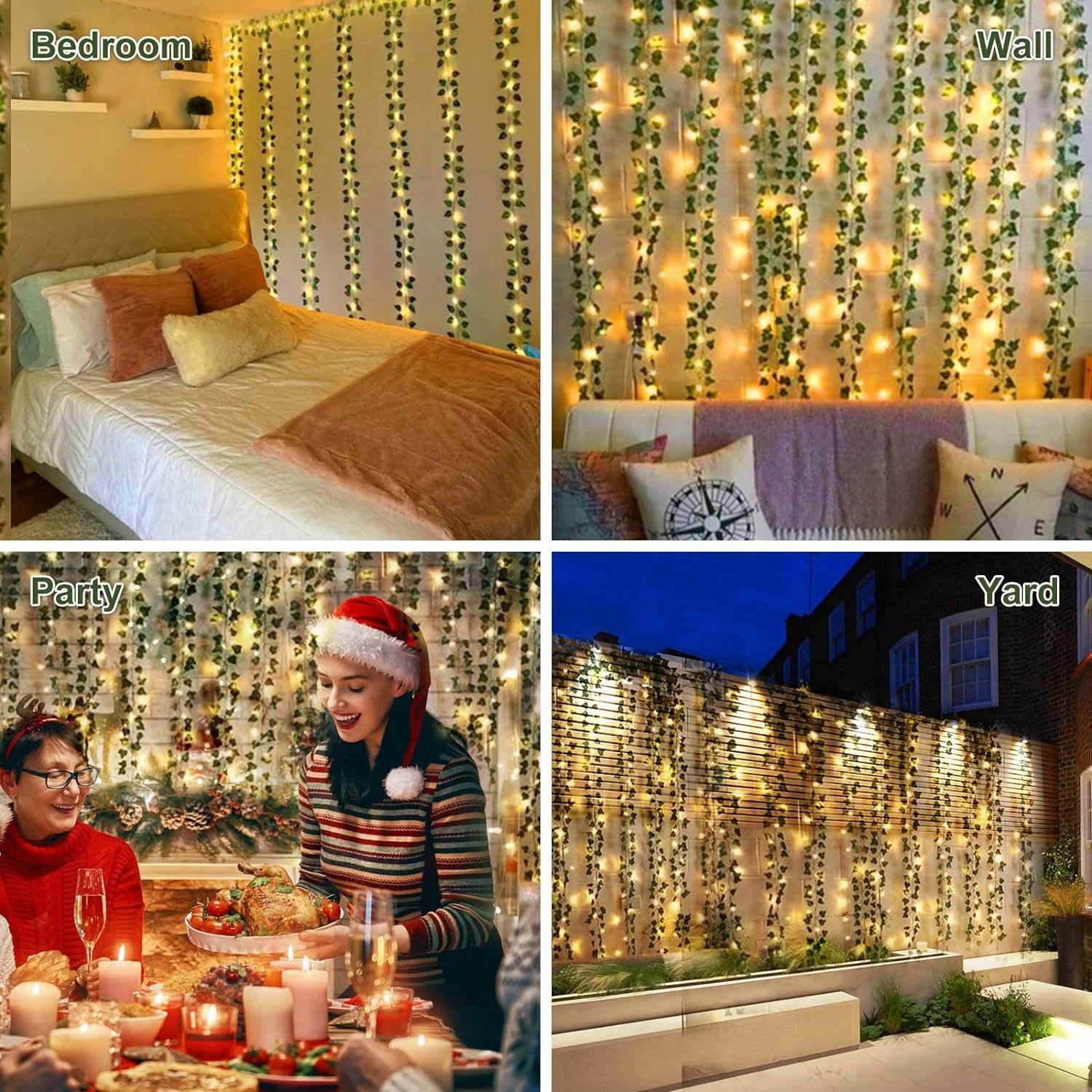 2M LED Green Vine with Artificial Leaves for Decoration