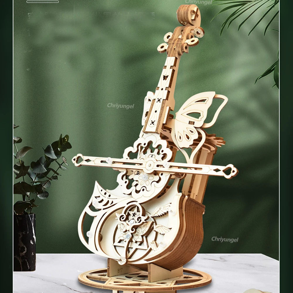 3D Wooden Cello Puzzle DIY Music Box Model Kit