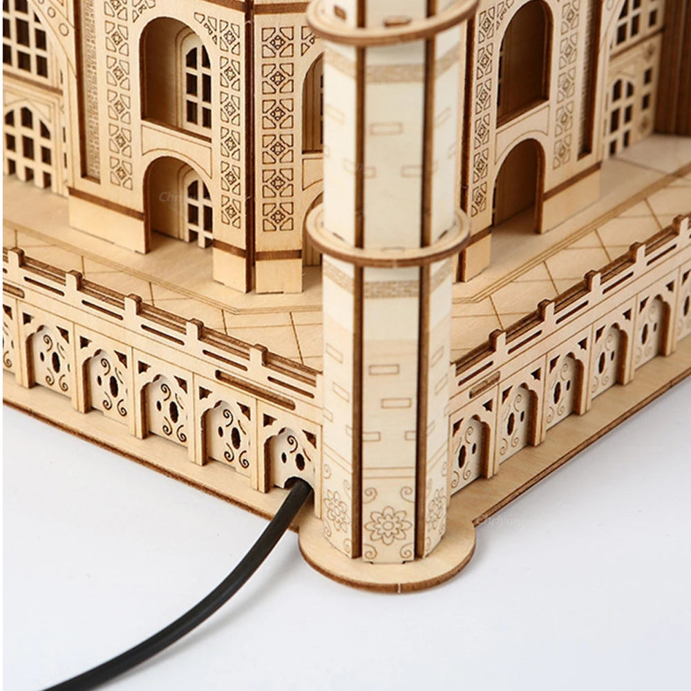 3D Wooden Puzzle Model – Castle & Taj Mahal Kit with Light