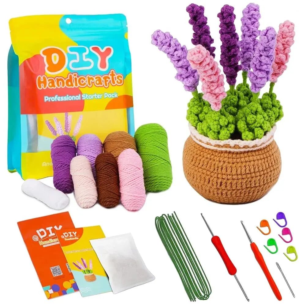 BUDDUR Beginner Crochet Kit of Flowers with Cotton Yarn and Instructions