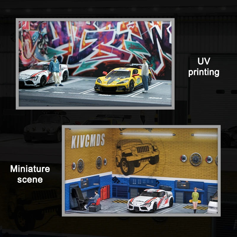 1/64 Scale Garage Model Scene with Lights – Diorama Decoration1/64 Scale Garage Model Scene with Lights – Diorama Decoration