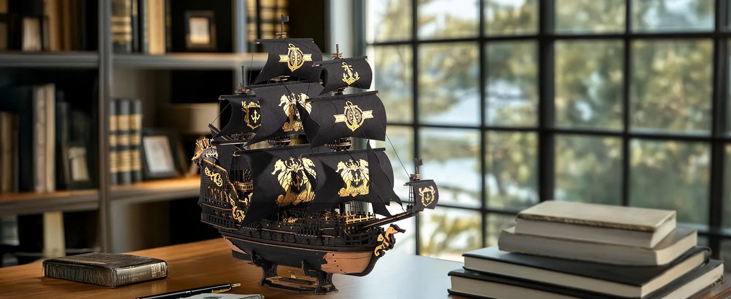 Robotime Rokr 3D Wooden Seahouse Barque Model Kit