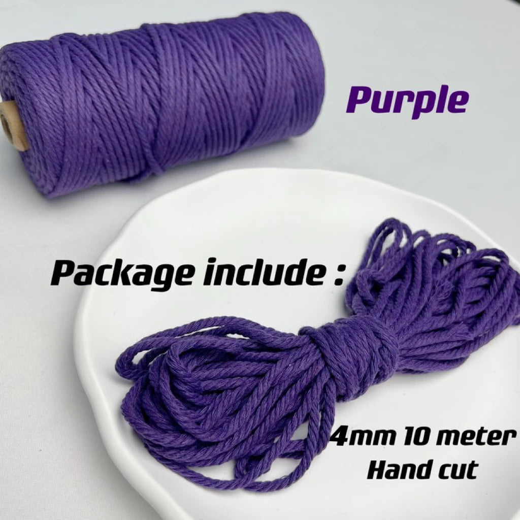 10m 4mm Braided Cotton Macrame Rope – Natural DIY Craft Cord