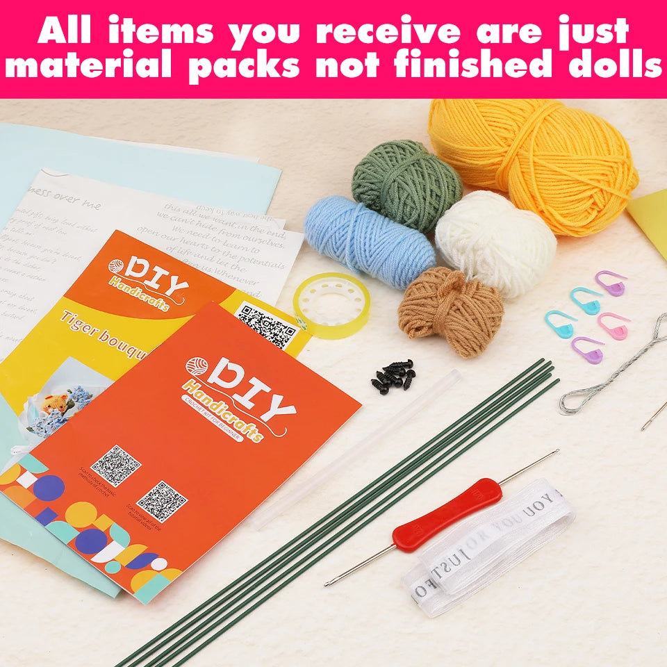 KRABALL Crochet Animal or Flower Bouquet Kit