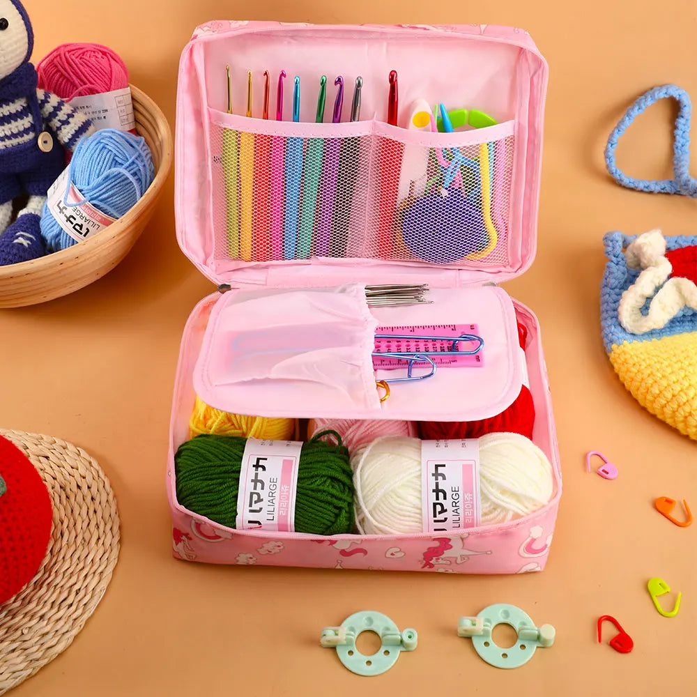 Gradient Cotton Yarn & 59pcs Crochet Hook Kit – DIY Beginner Knitting Set