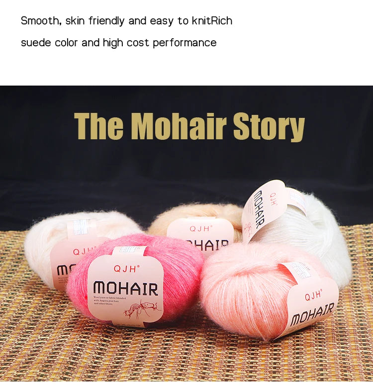 6pcs Soft Mohair Angora Yarn – Fluffy Lace Yarn for Knitting & Crochet (25g/pc)