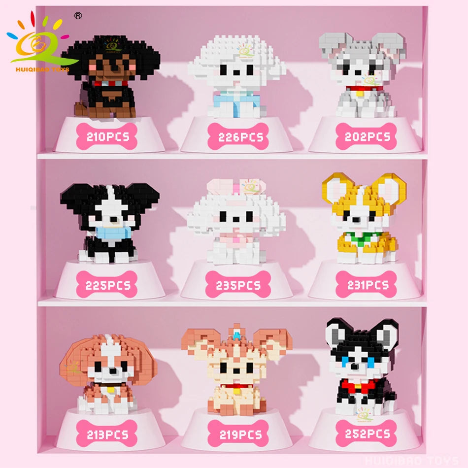 HUIQIBAO Mini Pet Micro Building Blocks – Dog & Cat Models