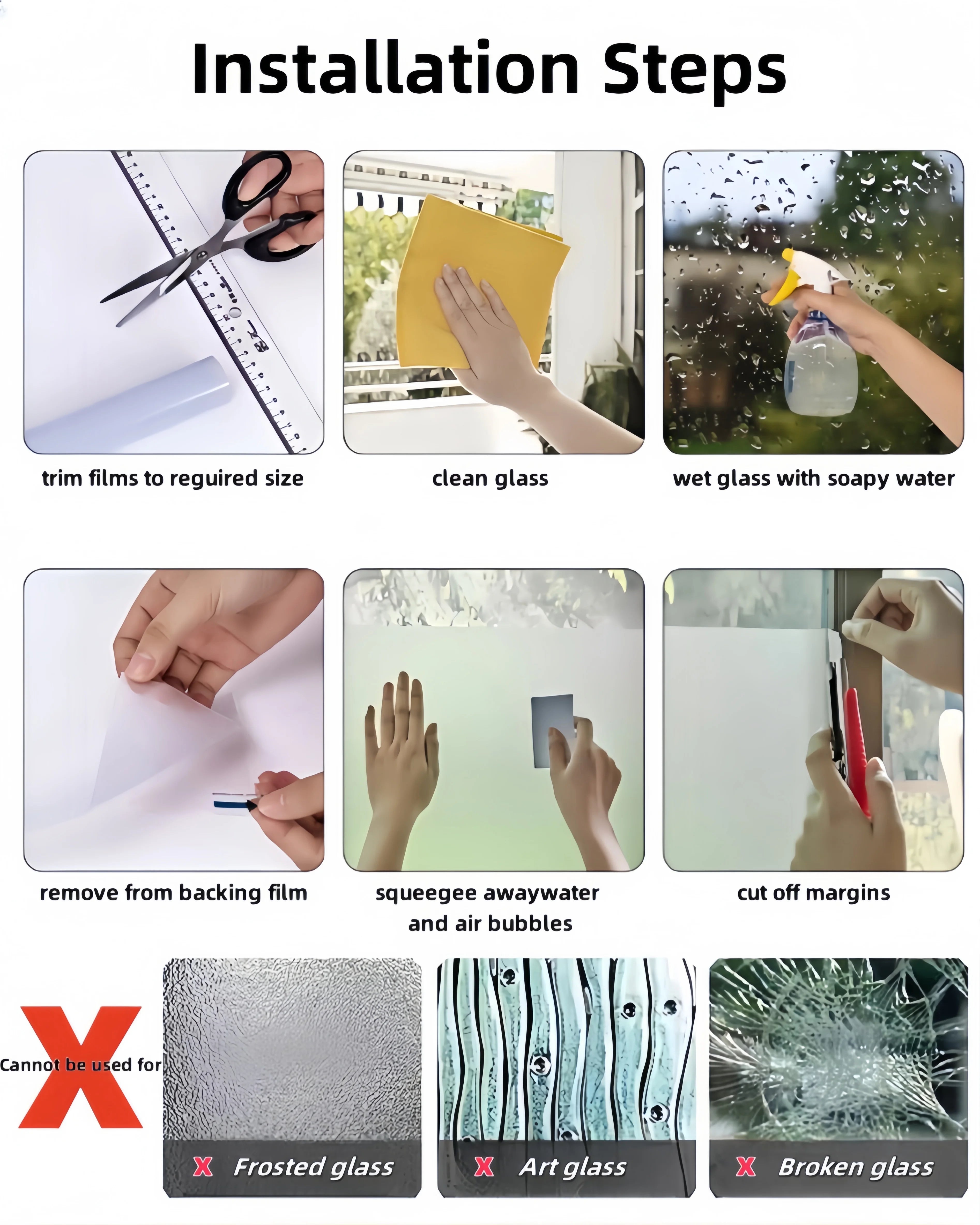Privacy Frosted Glass Window Film with Electrostatic Adhesion