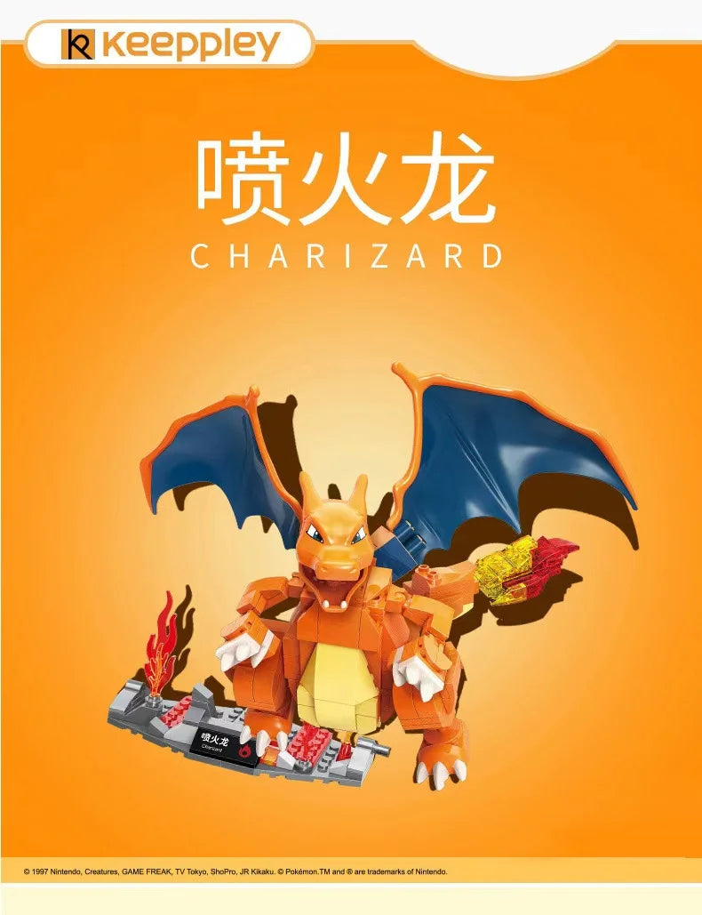 Pokémon Building Block Figures – Charizard, Mewtwo, Venusaur Models