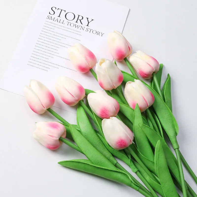 Silicone Artificial Tulip Bouquet – Realistic Floral Stems for Home & Wedding Decor