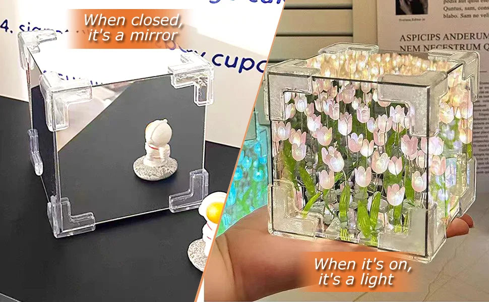 DIY Tulip LED Night Light & Mirror Cube Gift
