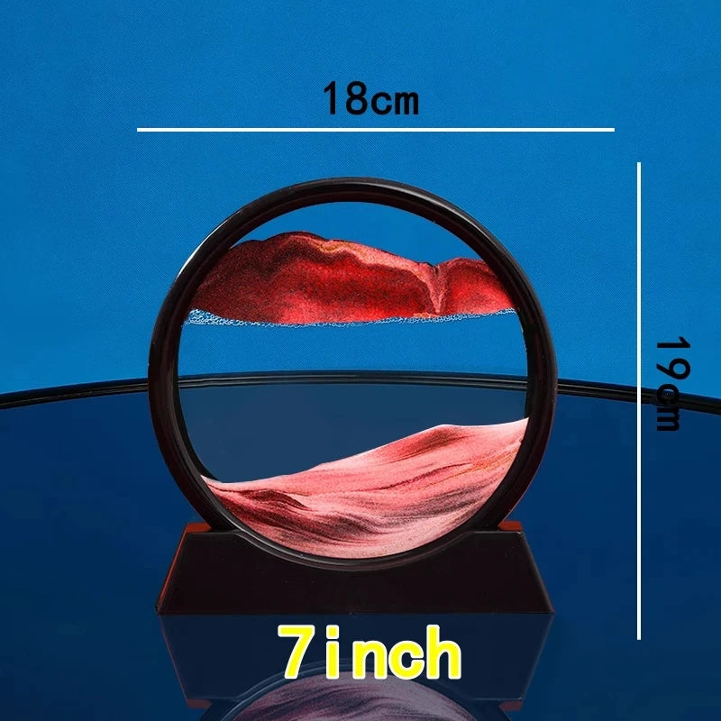 3D Moving Sand Art – Round Glass Quicksand Hourglass Decor