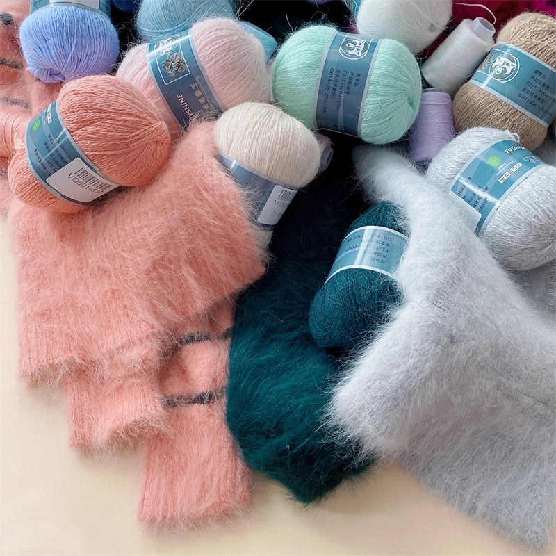 5 Pcs Cashmere Mink Fur Yarn for Hand Knitting  Long Plush Wool Crochet Knitting Yarn for Fall Winter Luxury Needlework Diy Knit