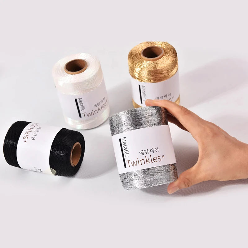 200g Metallic Glitter Yarn – Gold & Silver Thread for DIY Crochet & Knitting