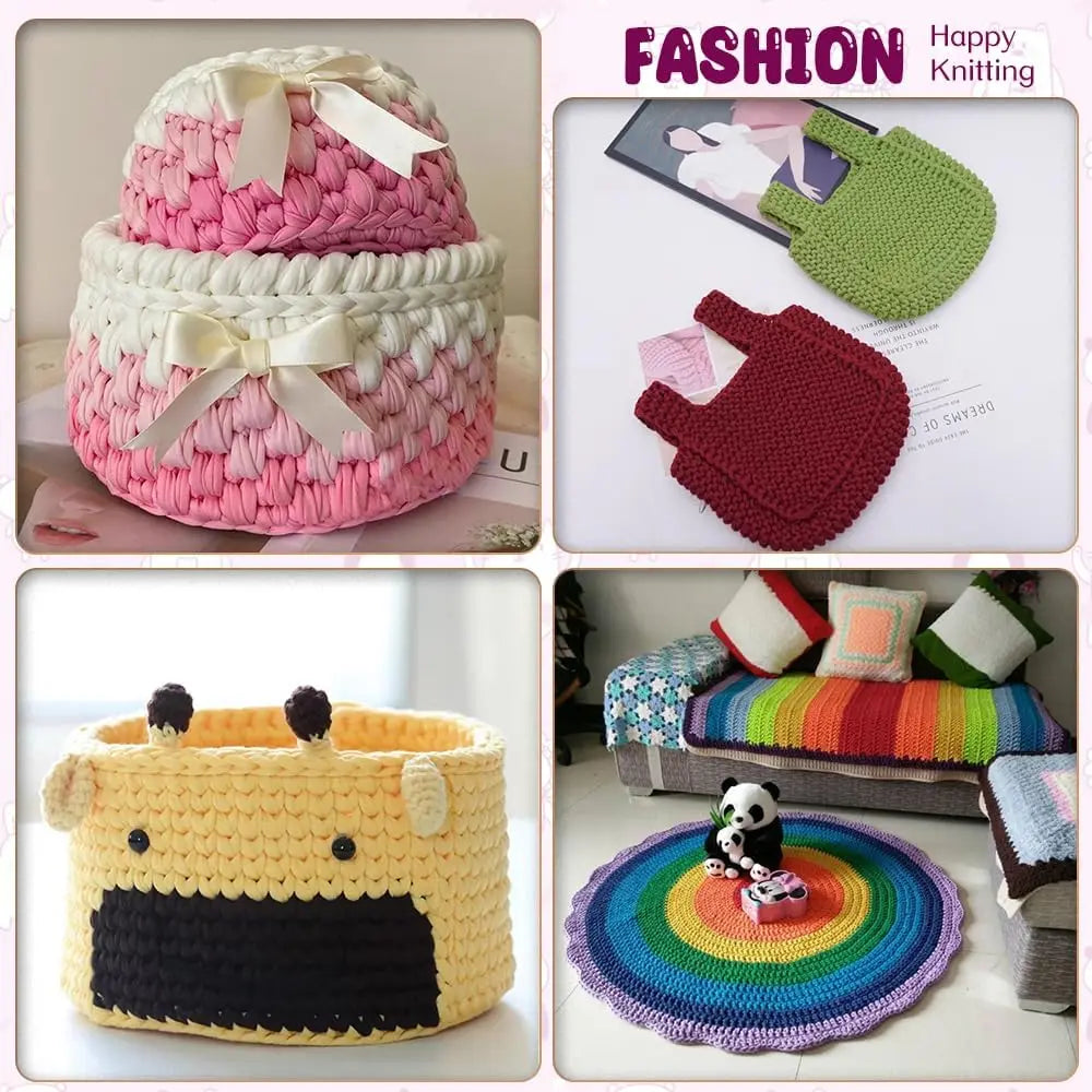 400g Thick T-Shirt Yarn – Elastic Fabric for DIY Crochet & Knitting