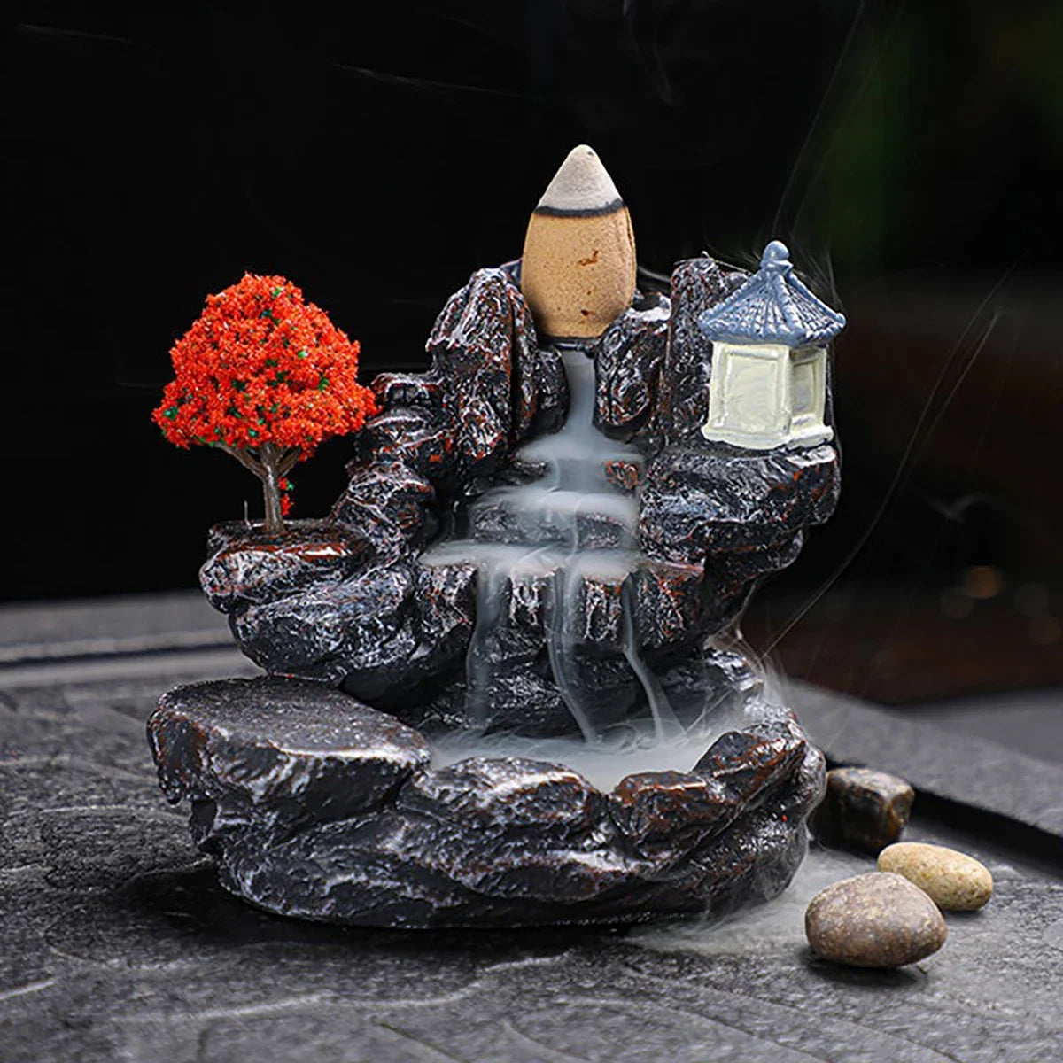 Backflow Waterfall Incense Burner with Cones for Aromatherapy and Home Decor