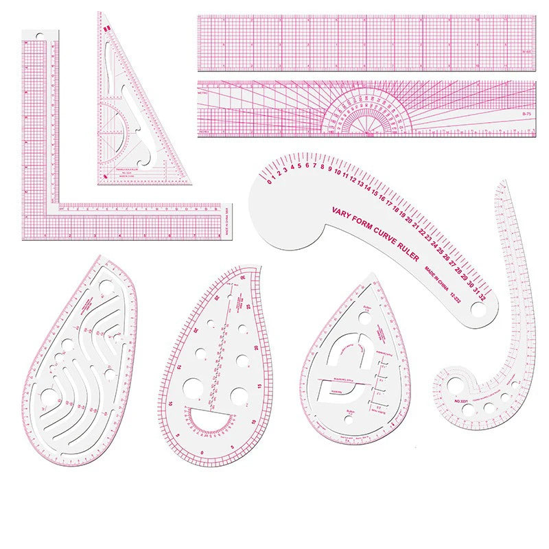 9pcs Metric Curve Sewing Ruler Set for Pattern Making