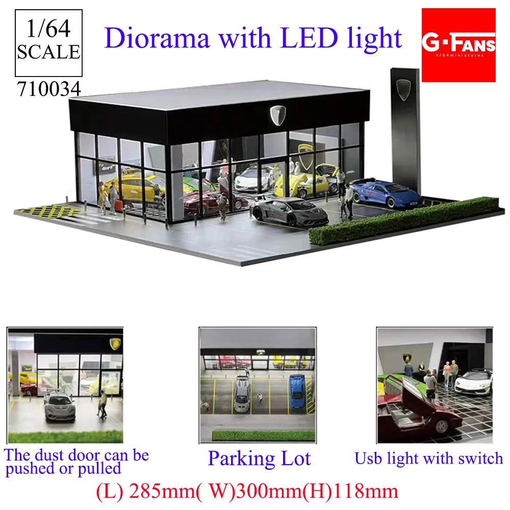 GFans 1:64 Scale Car Garage Diorama Model with LED Lights