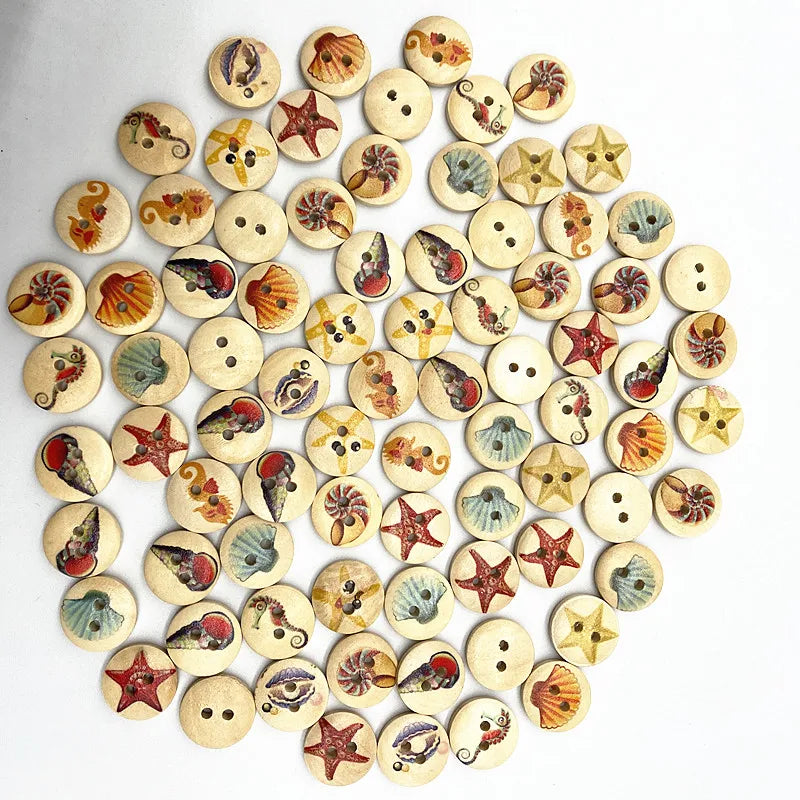 30pcs 15mm Christmas Plaid Round Buttons