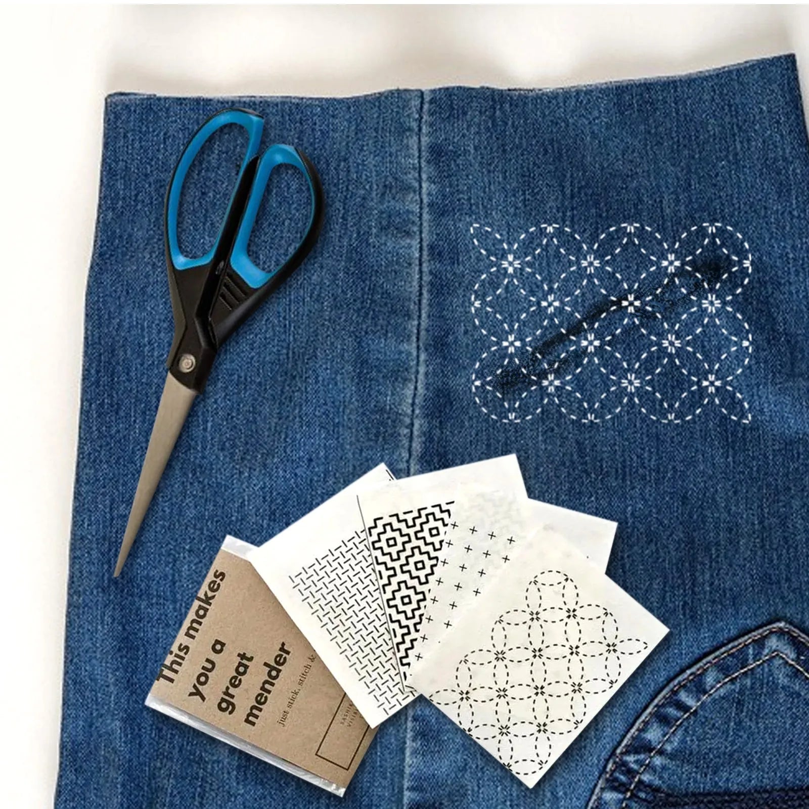 Sashiko Embroidery Pattern Transfer Set for Visible Mending