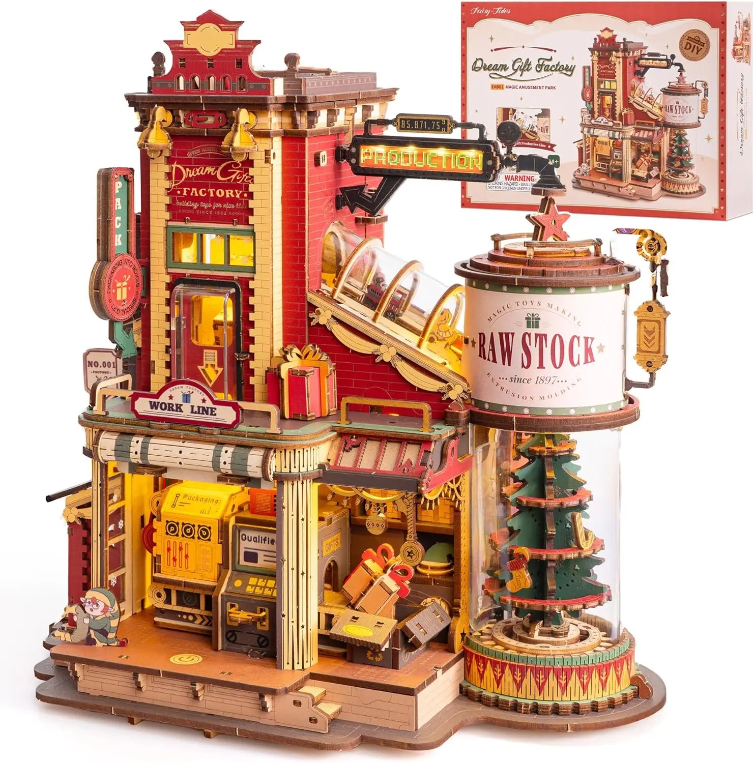 Robotime Rokr 3D Wooden Music Box – Christmas Dream Gift Factory Puzzle Kit