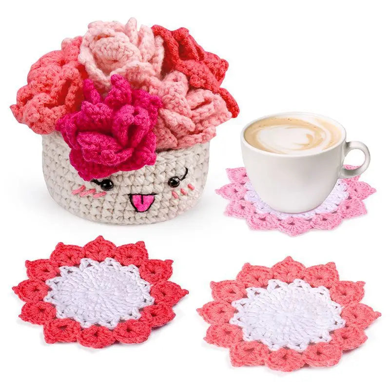 Hand-Knitted Crochet Kit for Coaster & Cap Mats