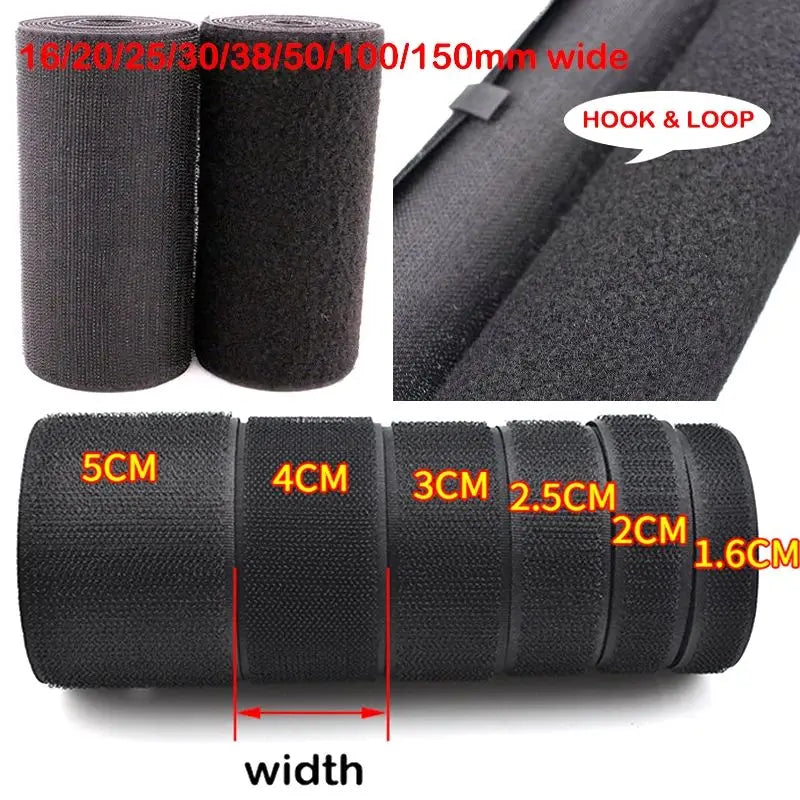 5M Sew-On Hook & Loop Fastener Tape – Black Nylon Strip