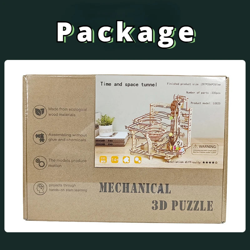 3D Wooden Marble Run Puzzle – 335PCS DIY STEM Kit