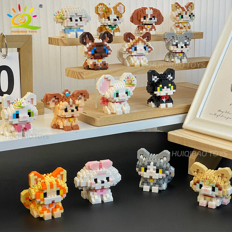 HUIQIBAO Mini Pet Micro Building Blocks – Dog & Cat Models