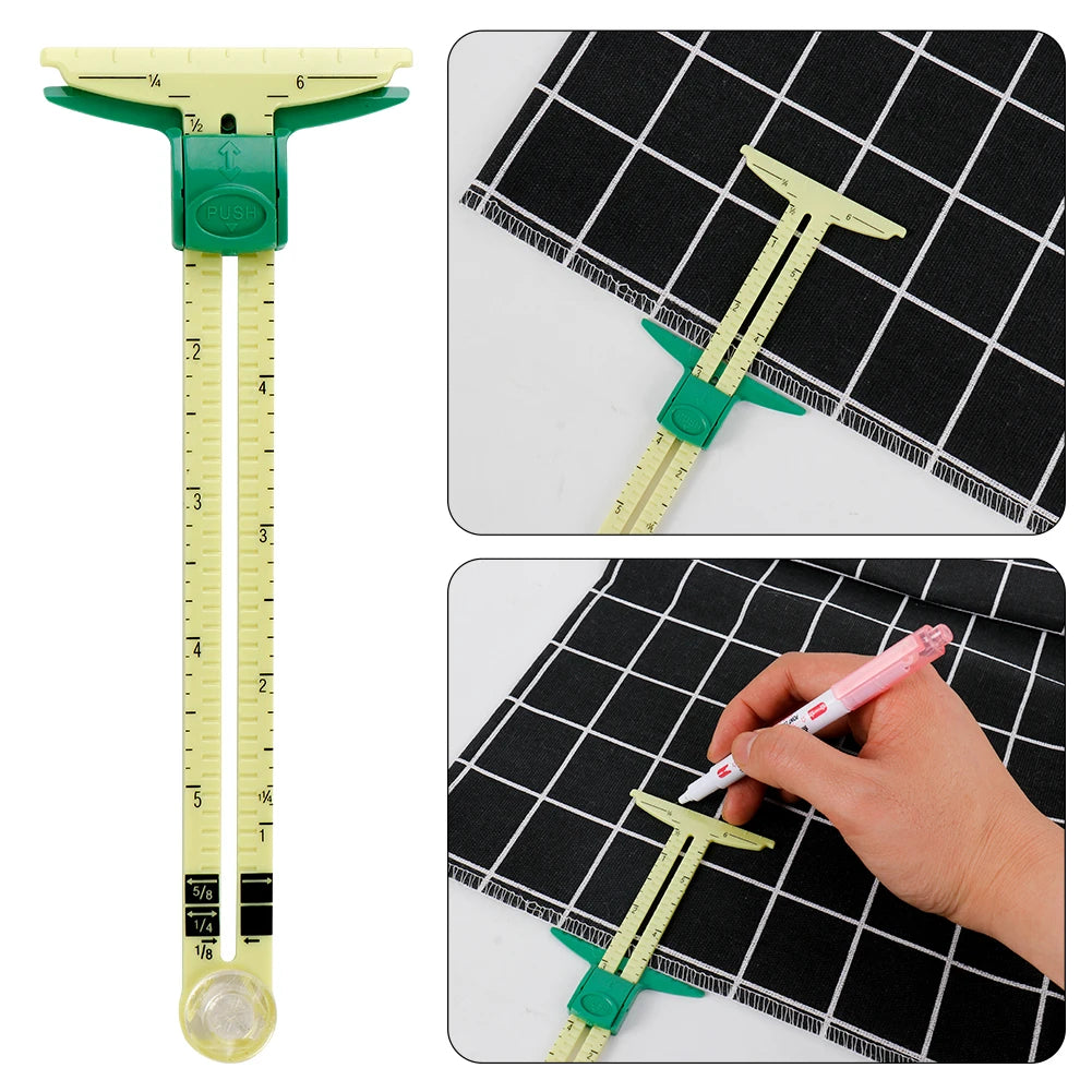 5-IN-1 Sewing Seam Ruler Gauge – Aluminum & Plastic
