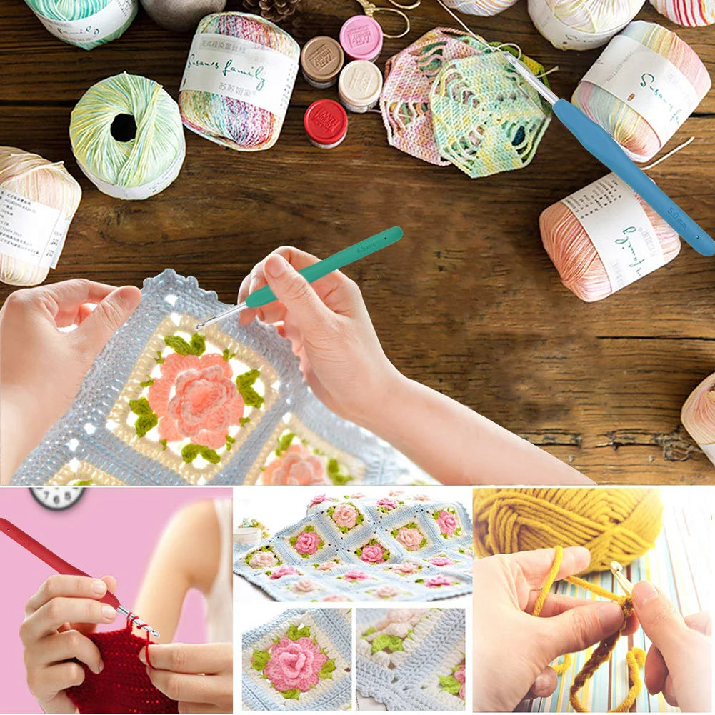 Aluminum Crochet Hook Set (2.0mm–8.0mm) with Storage Bag