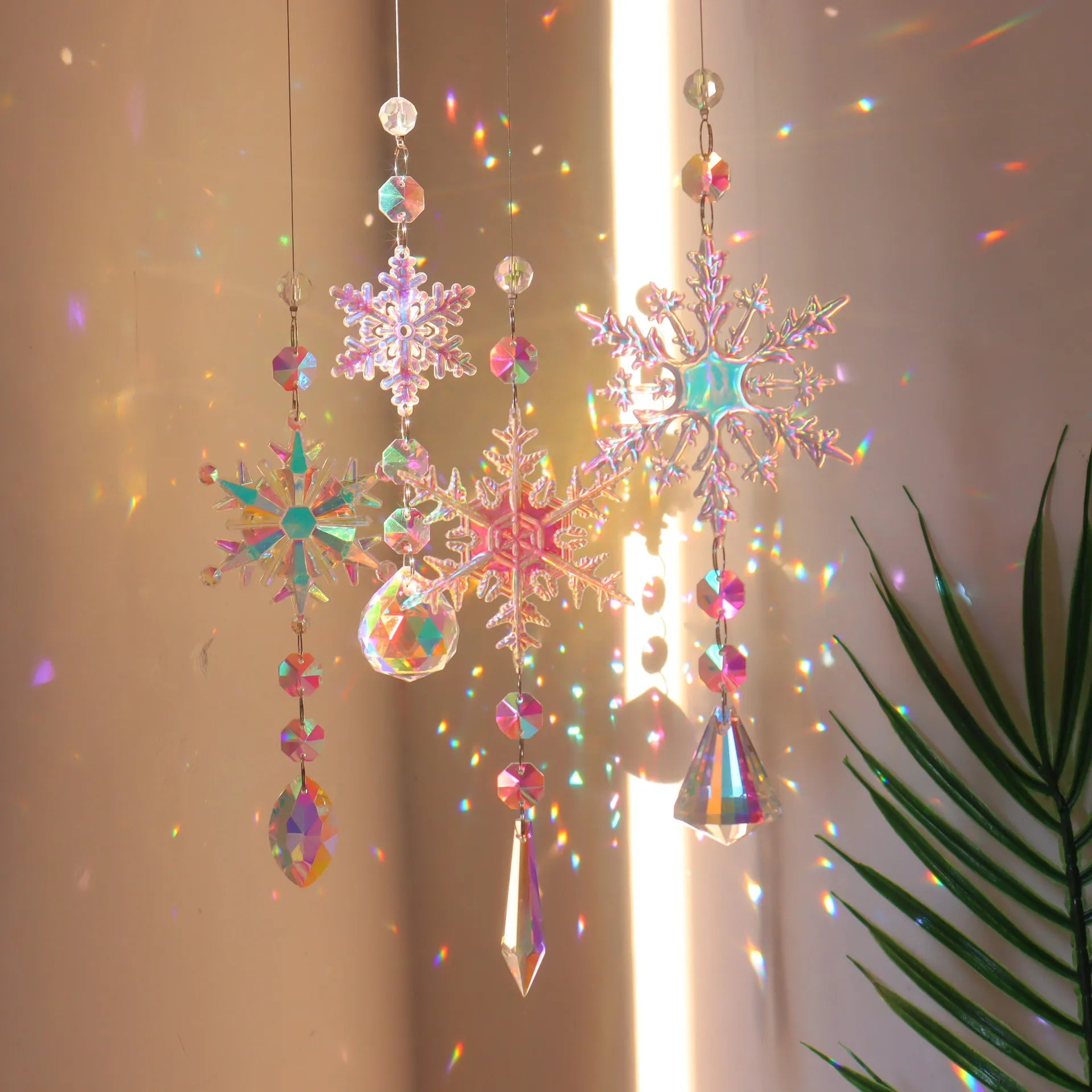 Crystal Sun Catcher with Moon, Butterfly, and Lotus for Home Decor