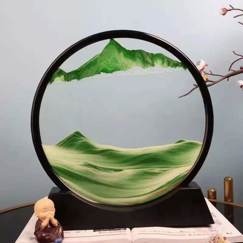 3D Moving Sand Art – Round Glass Quicksand Hourglass Decor