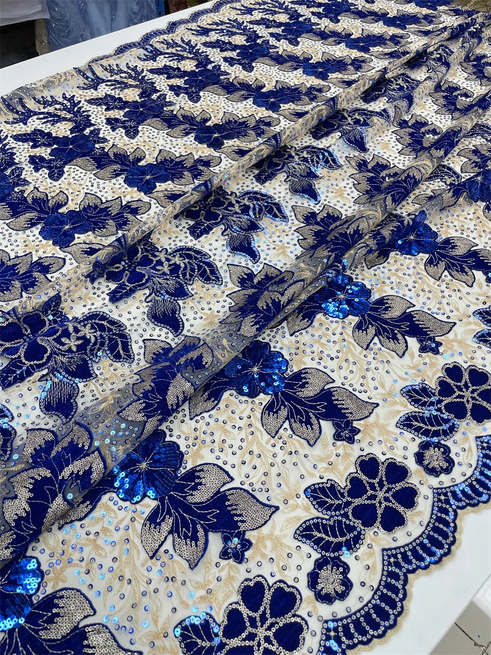 African Sequin Velvet Lace Fabric for Dressmaking RC129