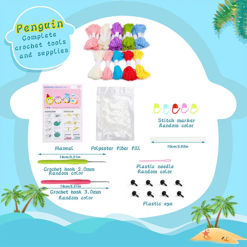 KRABALL Penguin Crochet Kit – Beginner Set with Video Tutorial