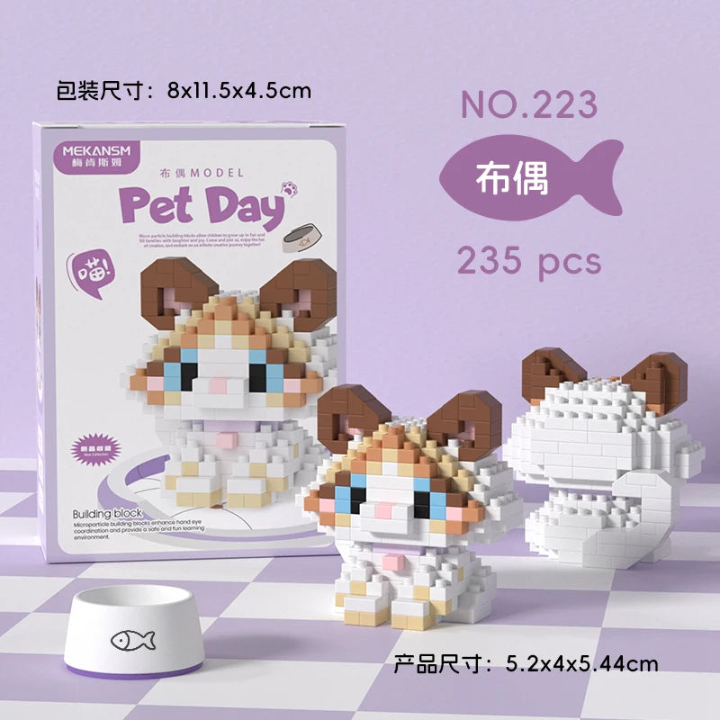 HUIQIBAO Mini Pet Micro Building Blocks – Dog & Cat Models