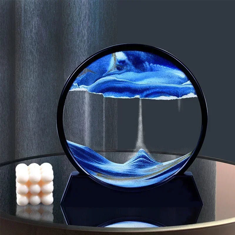 3D Moving Sand Art – Round Glass Deep Sea Quicksand Decor