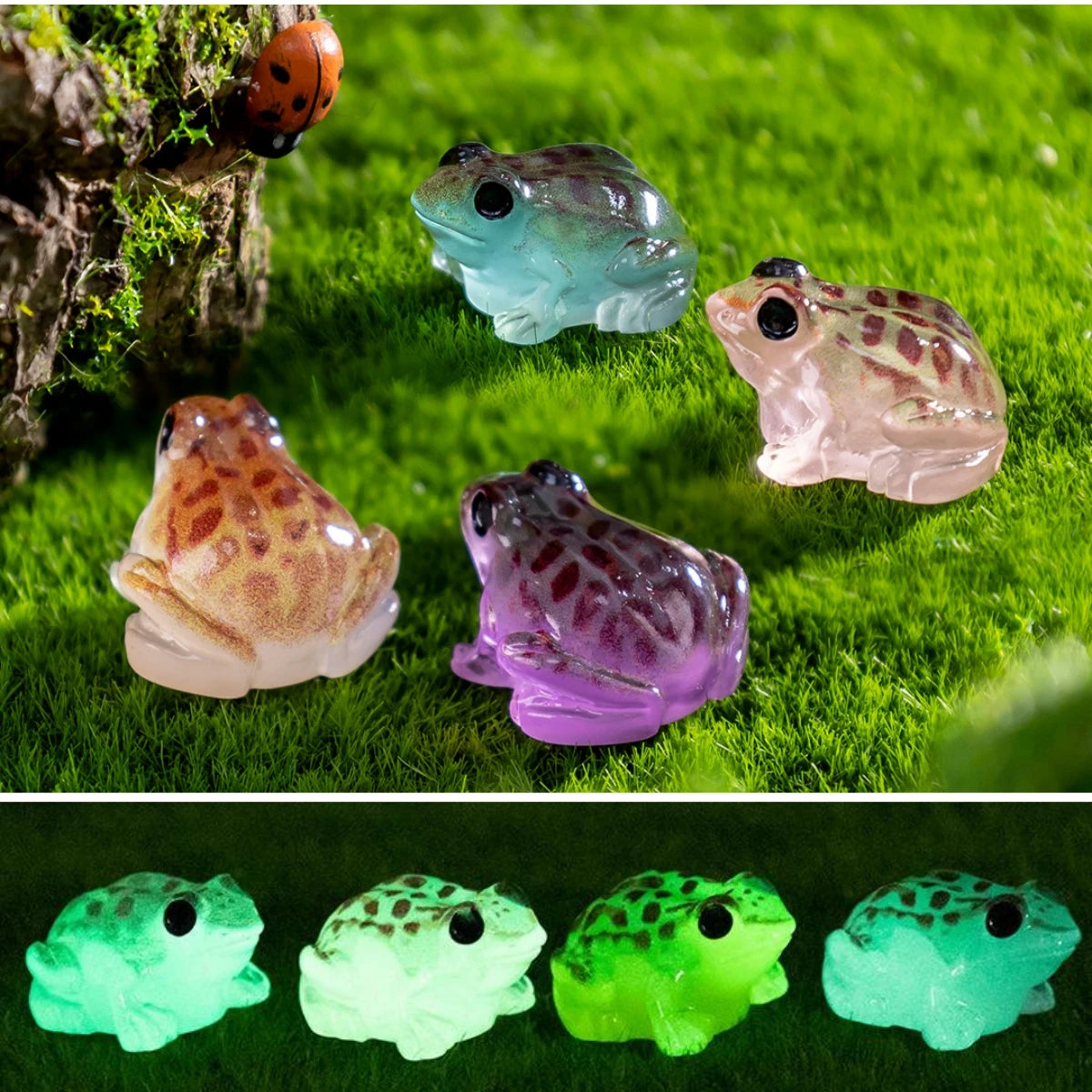 Mini Glow-in-the-Dark Animal and Mushroom Figurines for Fairy Garden