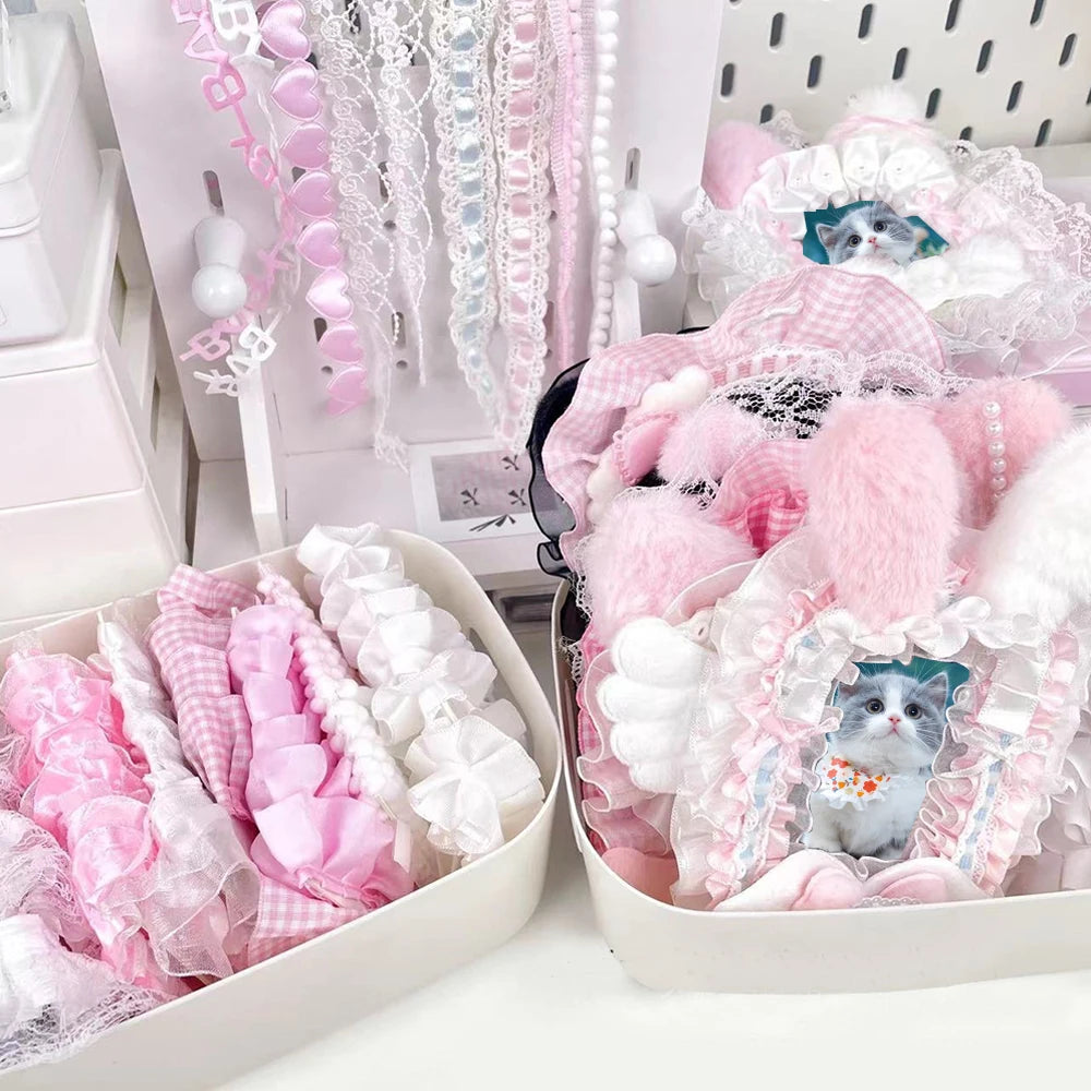 10pcs Plaid Lace Strips for DIY Sewing and Decor