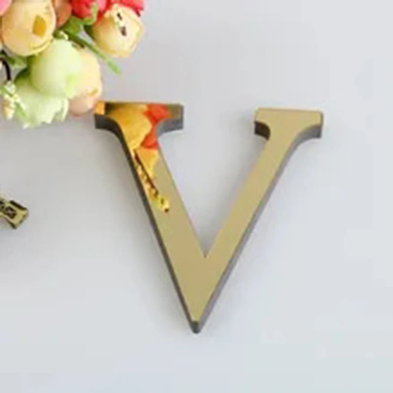 3D Mirror Acrylic Gold Letter Wall Stickers 10CM