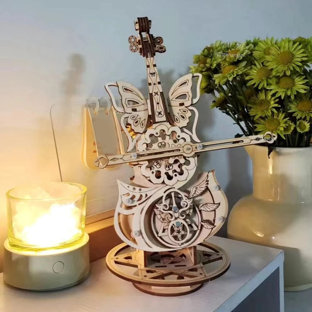 3D Wooden Cello Puzzle DIY Music Box Model Kit
