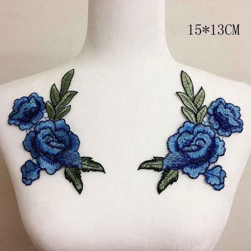 3D Flower Embroidery Applique Patch – 2Pcs Set