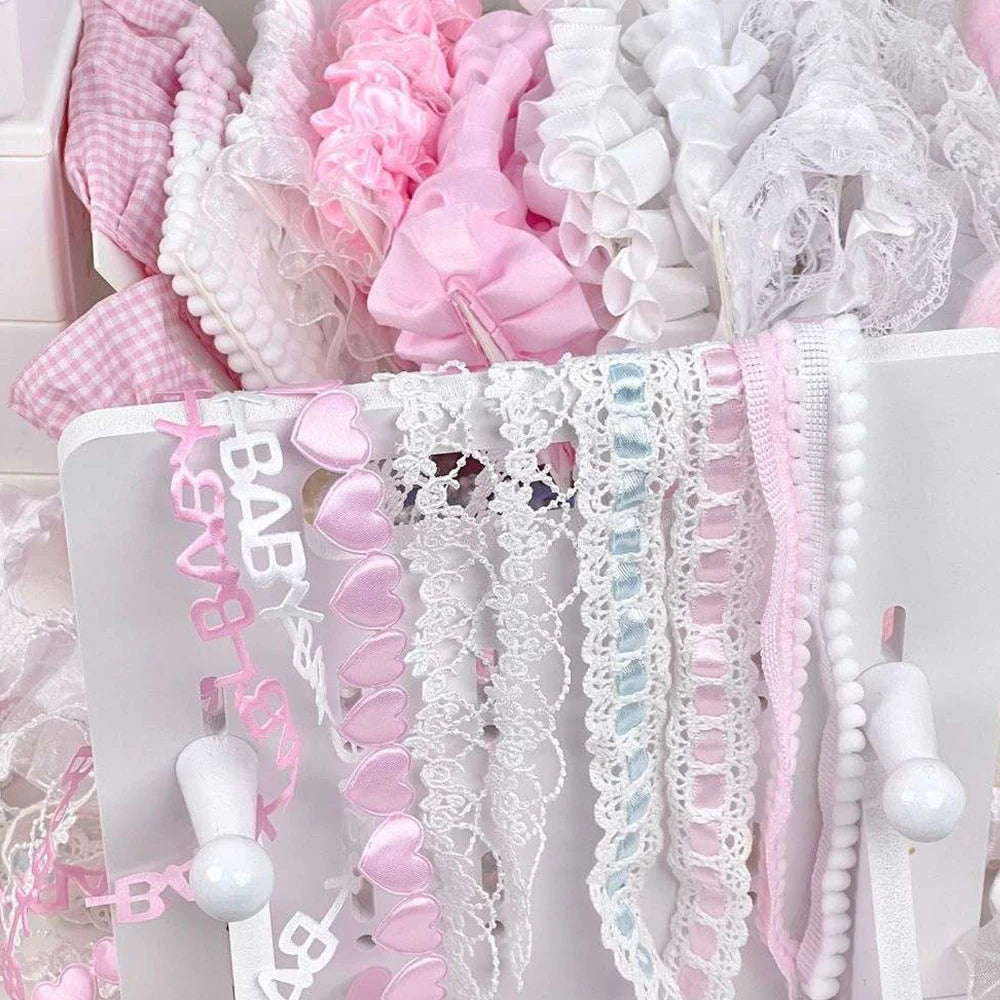 10pcs Plaid Lace Strips for DIY Sewing and Decor